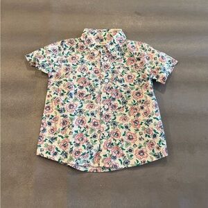 Crewcuts Kids Floral Short-Sleeve Button-Up Shirt - Pink & Green. Size 2T
